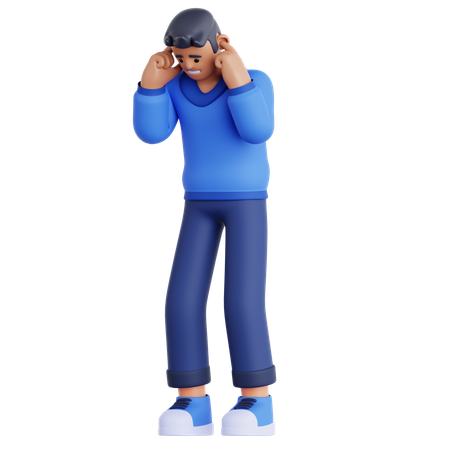 Hombre tapándose la oreja  3D Icon