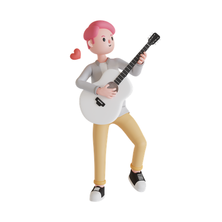 Hombre tocando la guitarra  3D Illustration
