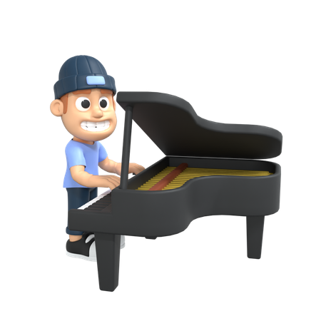 Hombre tocando el piano  3D Illustration