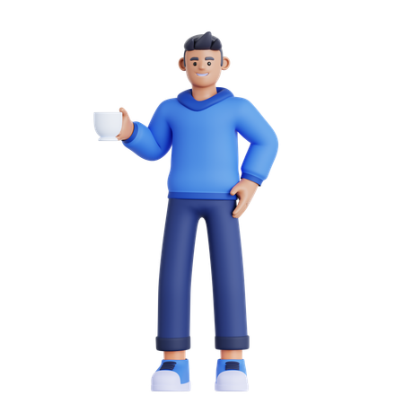 El hombre toma un café  3D Illustration