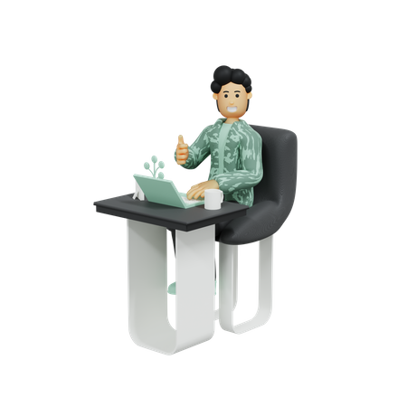 El hombre trabaja desde casa  3D Illustration