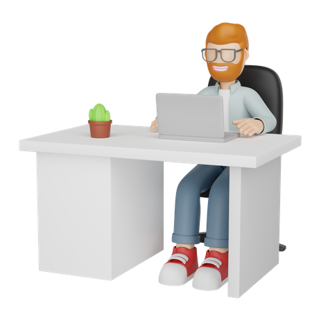 Hombre trabajando  3D Illustration