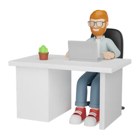 Hombre trabajando  3D Illustration