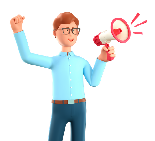 Hombre trabajando en marketing  3D Icon