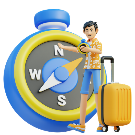 El hombre trae brújula  3D Icon