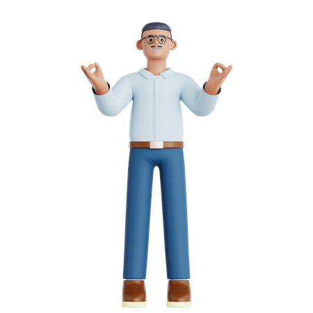 Hombre tranquilo relajándose 3D Icon