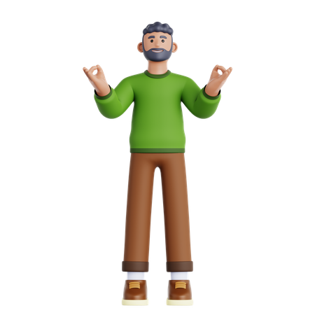 Hombre tranquilo relajándose  3D Icon