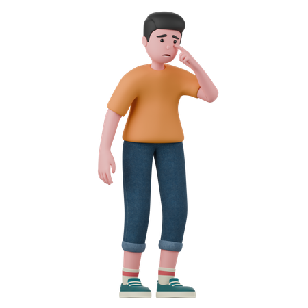 El hombre triste está de pie  3D Illustration