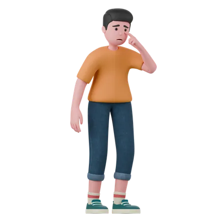 El hombre triste está de pie  3D Illustration