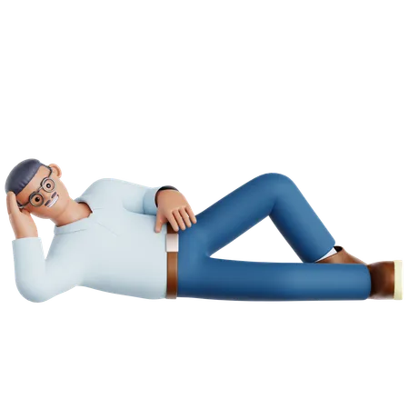 Hombre tendido en el suelo  3D Illustration