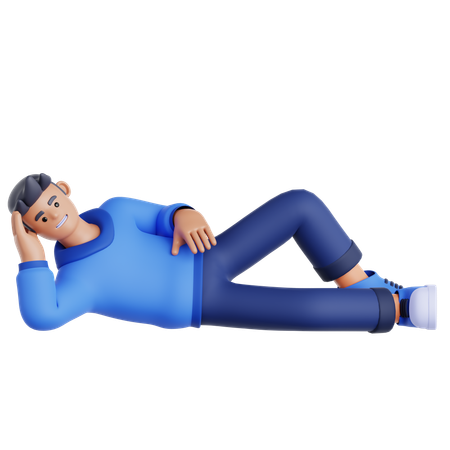 Hombre tendido en el suelo  3D Illustration