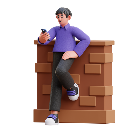 Hombre usando movil  3D Illustration