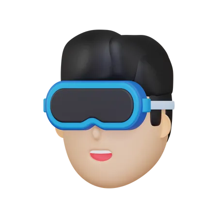 Hombre usando realidad virtual  3D Illustration