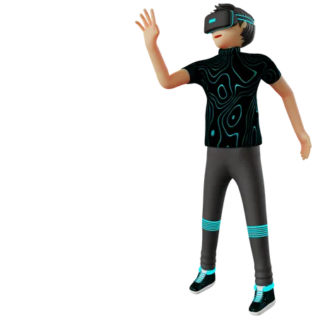 Hombre usando realidad virtual  3D Illustration