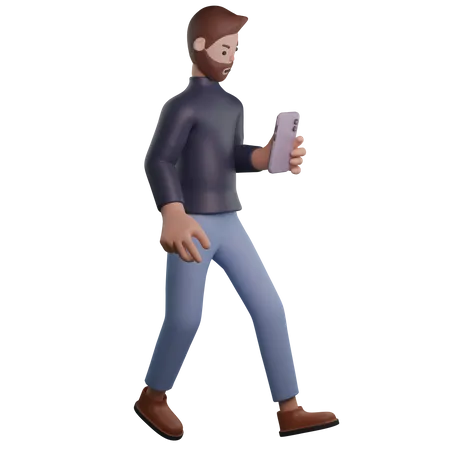 Hombre usando teléfono inteligente  3D Illustration