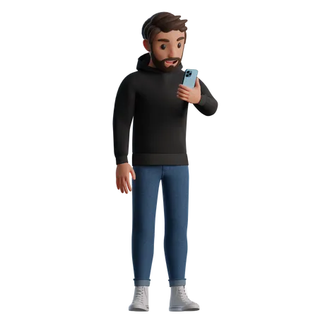 Hombre usando el teléfono  3D Illustration