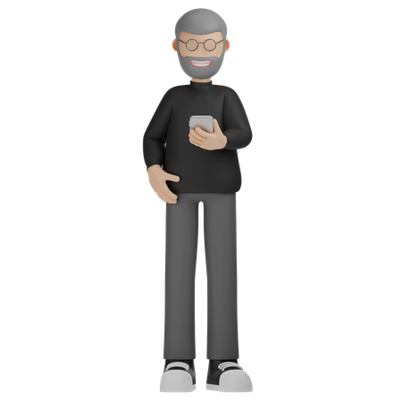 Hombre ver telefono  3D Illustration