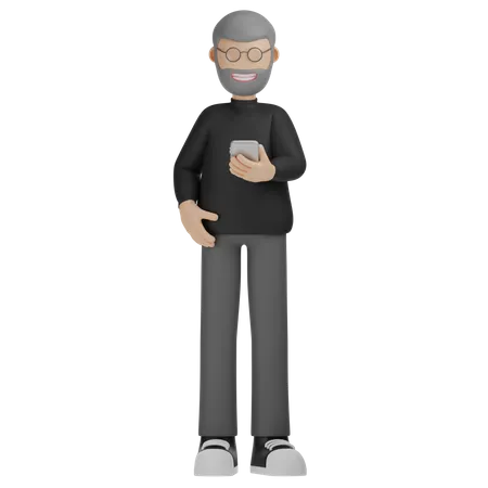 Hombre ver telefono  3D Illustration