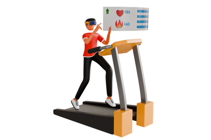 Hombre Vestido Con Vidrio Vr Corriendo En Cinta  3D Icon