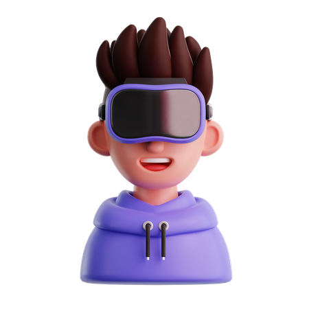 Hombre con gafas de realidad virtual  3D Icon