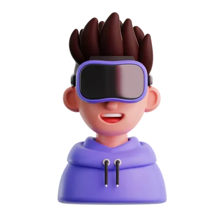 Hombre con gafas de realidad virtual  3D Icon