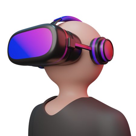 Hombre con gafas de realidad virtual  3D Illustration