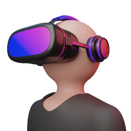 Hombre con gafas de realidad virtual  3D Illustration