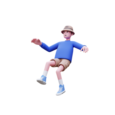 Hombre volando en el aire  3D Illustration