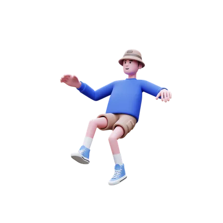 Hombre volando en el aire  3D Illustration