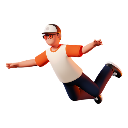 Hombre volando pose  3D Illustration