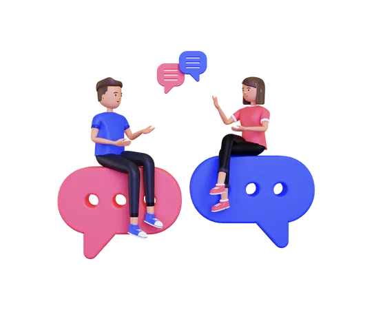 Hombre y mujer comunicándose entre sí.  3D Illustration