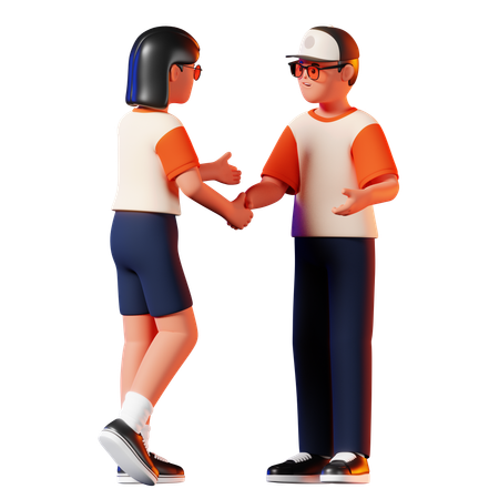 Hombre y mujer con pose de apretón de manos  3D Illustration