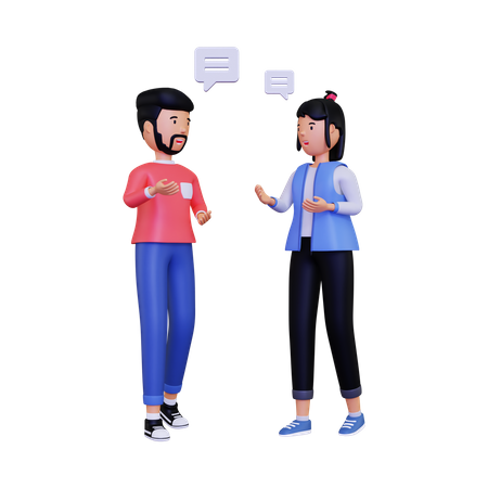 El hombre y la mujer están teniendo una conversación  3D Illustration