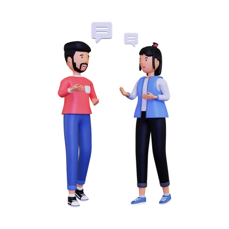 El hombre y la mujer están teniendo una conversación  3D Illustration