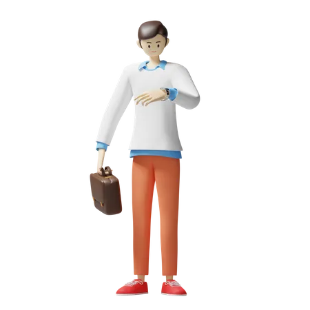 Hombre yendo a trabajar  3D Illustration