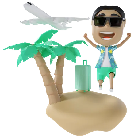 Hombre yendo de vacaciones  3D Illustration