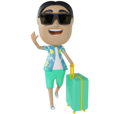 Hombre yendo de vacaciones  3D Illustration