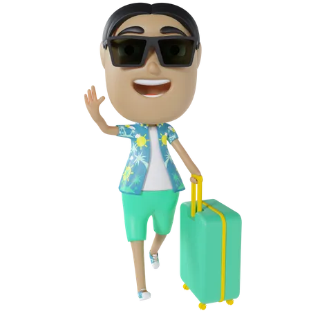 Hombre yendo de vacaciones  3D Illustration