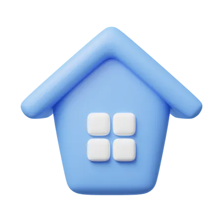 3 D Blue House With Windows Icon Cute Home Model Floating On Transparent Business About Investment Real Estate Mortgage Loan Concept Mockup Cartoon Icon Minimal Style 3 D Render Illustration 3D Icon