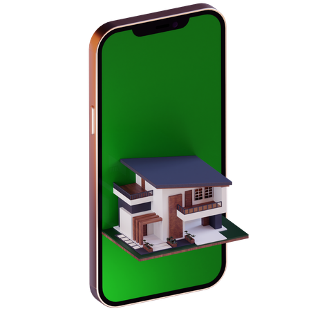 Home Architecture In Smartphone  3D Icon