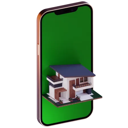 Home Architecture In Smartphone  3D Icon