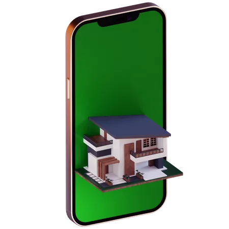 Hausarchitektur im Smartphone  3D Icon