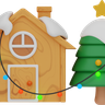 3d home decoration and tree emoji