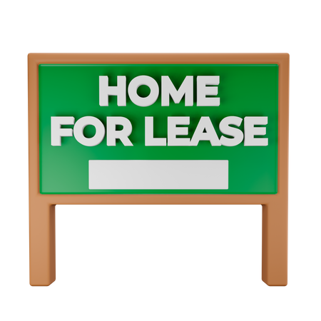 Home for lease wooden banner 3D Illustration