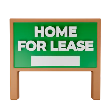 Home for lease wooden banner 3D Illustration
