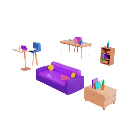 Home Furniture  3D Illustration