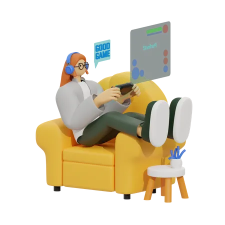 Gaming-Erlebnis zu Hause  3D Illustration