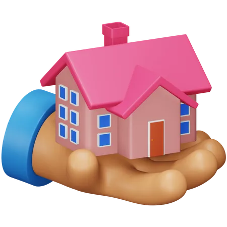 Home Holding Hand  3D Icon