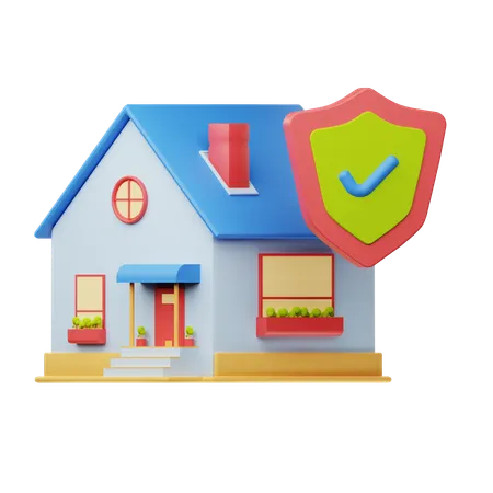 3 D Illustration Real Estate Home Insurance 3D Icon