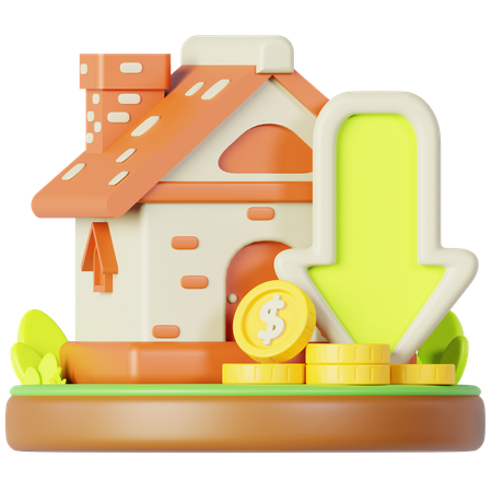 Home Investment Declines  3D Icon